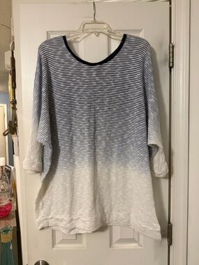 Lane Bryant Blue and White Striped Dip-Dye Summer Sweater